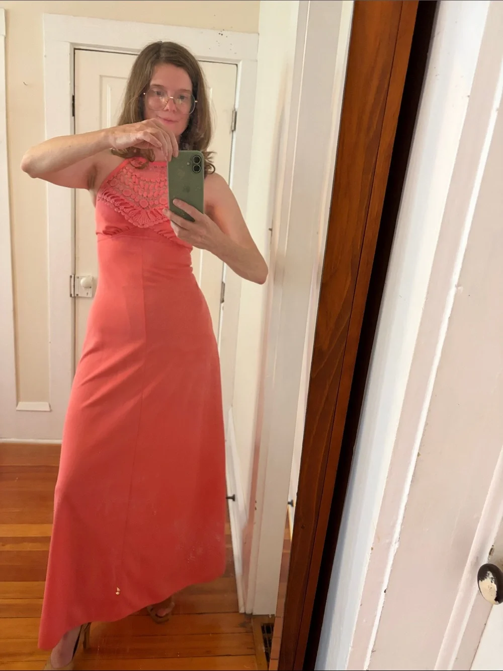 Vintage Dresses | Vintage 70s Formal Halter Maxi Dress Coral Pink Xs 5 | Color: Orange/Pink | Size: Xs | Luckandmerritt's Closet